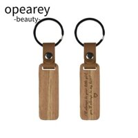 Opearey Gỗ chưa hoàn thiện, Móc khóa gỗ hình chữ nhật bằng gỗ, Móc khóa bằng gỗ bằng da Khoảng trống Quà tặng khắc DIY