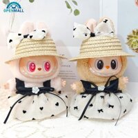 Openmall Dễ Thương Tinh Tế Tình Yêu Nơ Đầm Mũ Giày Phù Hợp Với Mini Thời Trang Móc Khóa Búp Bê Quần Áo Trang Trí Phụ Kiện Cho 15 / 17CM Labubububu Doll D7M5