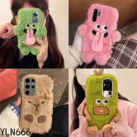 Oppo A92 A72 A5s A3s A16K A16E A17 A17K A12 A15 A53 A33 A31 A56 A53S A11 A98 A15S Thiết kế quy trình độc đáo Thời trang Vỏ điện thoại sang trọng họa tiết lập dị Lông Fuzzy Vỏ bảo vệ sang trọng