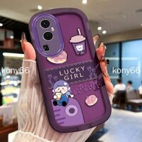 Oppo reno10 pro + ốp lưng điện thoại reno10pro + thích hợp cho opporeno10pro + ốp lưng điện thoại street wear màu tím phim hoạt hình uống trà sữa cô gái béo nhỏ trong suốt đầy đủ