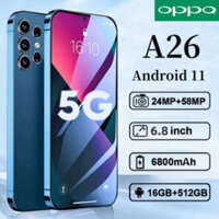 OPPQ A26 Điện thoại thông minh mới 16GB + 512GB Màn hình lớn 6,8 inch Android 6800mAh Điện thoại di động giá rẻ