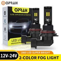 Oprah 2 Chiếc Đèn LED Sương Mù Ô Tô Hai Màu H11 Bóng Đèn LED H7 9005 9006 Đèn Sương Mù Ô Tô 1860 Bóng Đèn Sương Mù DRL Đèn Chạy Ban Ngày Bóng Đèn Ô Tô Trắng + Vàng 12V