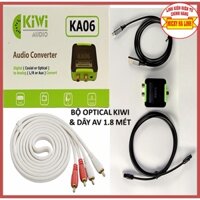 OPTICAL KIWI-KA06 & DÂY CÁP LOA AV 4 ĐẦU, Bộ chuyển đổi âm thanh và dây cáp loa bông sen 4 đầu CHÍNH HÃNG