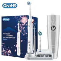 Oral-B Pro 4000 Bàn chải đánh răng điện 3D Smartseries Bàn chải đánh răng điện siêu âm dành cho người lớn với cảm biến áp suất có thể nhìn thấy Nguồn điện 4 chế độ Bàn chải đánh răng có thể sạc lại chống nước Chăm sóc răng miệng