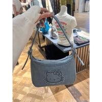 (Ord) Túi đeo vai hello kitty vải jean dễ phối đồ, túi kẹp nách hello kitty bằng vải jean denim đẹp dễ giặt