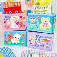 (Order 10 ngày) Hộp đựng đồ mini để bàn xếp gọn tiện ích da PU bền đẹp Bentoy Milkjoy cô gái cracker gấu cake bear