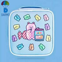 (Order 10 ngày) Túi vuông đựng mĩ phẩm da PU Bentoy Milkjoy gấu jelly beans béo xanh da trời