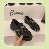 [ORDER 7-10 NGÀY] Giày Da Oxford Nữ Thiết Kế Trơn Khóa Xích Đế Cao