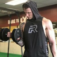 [ORDER 7 NGÀY] Áo tập Gym nam R ba lỗ có mũ