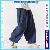 [ORDER+ẢNH THẬT] Quần bò jeans ống rộng màu xanh đậm form Nhật Bản chiết gấu cách điệu unisex hiphop siêu chất