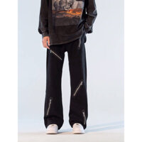 [ORDER+ẢNH THẬT] Quần bò jeans ống rộng hoạ tiết khoá kéo zipper Ulzzang unisex hiphop siêu chất ❤️