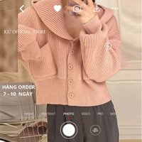 [ORDER] Áo Cardigan Len Có Mũ 4 cúc - Áo Khoác Len Nữ - Áo Len Dệt Kim Dài tay Bo eo Thu Đông AO018 ICC Official Store