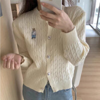 [ORDER] Áo cardigan len in hình dễ thương - Áo cardigan len nữ dáng ngắn trẻ trung AO002 ICC Official Store