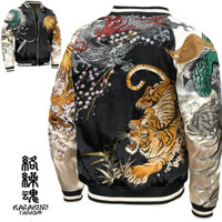 Order Áo khoác bomber sukajan jacket 2 mặt thêu tứ linh kiểu nhật