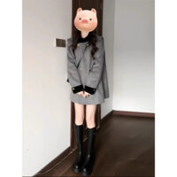 Order áo khoác dạ lửng màu xám sag chảnh hợp cho thu dông 🌷