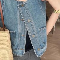 (Order) Áo khoác gile retro Hongkong cổ tròn dáng ngắn croptop QC