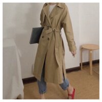 (Order) Áo Khoác mangto nữ vải kaki dáng dài đứng form Hàn Quốc (ORDER)