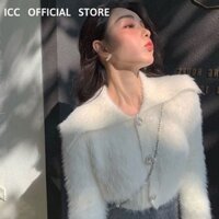 [ORDER] Áo len lông thỏ áo cardigan tiểu thư - Áo len nữ cardigan cổ bẻ thu đông AO080 ICC Official Store