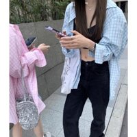 [ORDER] Áo sơ mi kẻ sọc màu hồng, xanh nhạt pastel form cực rộng