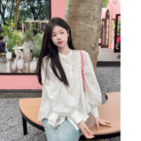 (ORDER) Áo Sơ Mi Trắng Tay Bồng, Áo Sơ Mi Nữ Dáng Babydoll Điệu Đà Hàng Quảng Châu Giá Rẻ