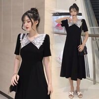 {order bigsize,L-4xl}Váy cổ cánh bướm 2 lớp zen triết eo xinh xắn - Có ảnh thật