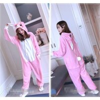 (Order) Bộ đồ ngủ hình thú thỏ hồng (Có size trẻ em)