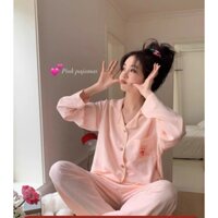 (ORDER) Bộ ngủ pijama dài tay hình lợn hồng đáng yêu cute dễ thương mùa thu Homedress Quảng Châu cao cấp