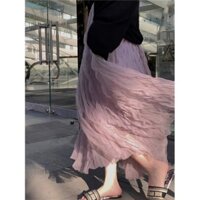 (ORDER) Chân váy voan màu tím nhạt nhẹ nhàng nhăn nhún bồng bềnh xòe dài điệu đà hàng Quảng Châu