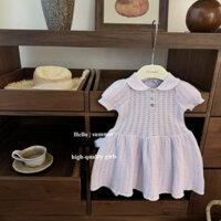 (order chuẩn hãng) váy len cổ cúc tay bí xinh xắn, xếp li xoè nhẹ cho bé gái