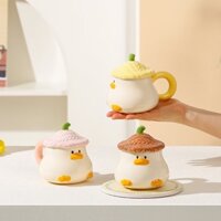 (ORDER) Cốc/ly sứ uống nước DUCK CUP có nắp (400ml)