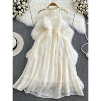 (Order) Đầm cột dây cổ voan tiểu thư siêu xinh