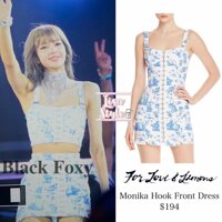 [ORDER] Đầm hai dây hoa xanh móc cài giống Lisa BLACKPINK