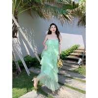 🌱order🌱 đầm maxi tầng xanh mint cực xinh