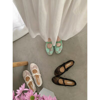 [ORDER] DAPAI SHOW Giày búp bê nữ ren lưới xuyên suốt 2025 đế bệt  nơ phong cách Mary Jane
