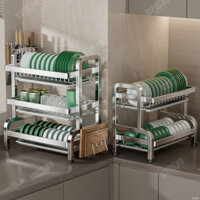 Order💥 Giá để bát đĩa inox, giá để bàn đa năng nhà bếp, hộp đựng bát đĩa, giá để đồ