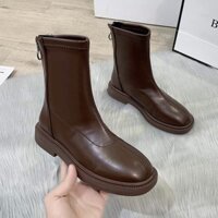 (ORDER) Giày boot martin nữ cổ cao da trơn khóa sườn style Hàn Quốc (HÀNG ORDER)