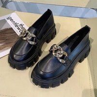 [ORDER] Giày da lười dây xích phong cách retro 2021