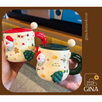 [Order] Gina Cốc Sứ Giáng Sinh Có Nắp, Cốc Giáng Sinh Ông Già Noel Làm Quà Tặng