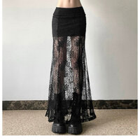 (ORDER HÀNG LOẠI 1) CHÂN VÁY REN ÔM BODY DÀI XẺ TÀ,CHÂN VÁY REN ĐEN HOT TREND DÀI QUA GỐI XẺ ĐÙI