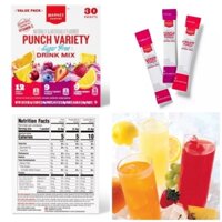 [ORDER MỸ] Hộp 30 gói bột pha nước trái cây 4 vị MARKET PANTRY Punch Variety không đường