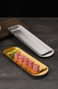 Order💯 Nồi inox Hàn Quốc tôm trượt đĩa sáng tạo ăn nhẹ đĩa sushi đáy phẳng đĩa nướng thịt bò đĩa d