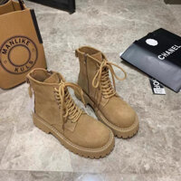 (ORDER-sẵn 38) Giày boot da lộn màu kaki cá tính Hàn Quốc