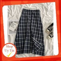 (ORDER- Sẵn S) Chân váy xòe dáng dài xếp ly kẻ sọc caro style trẻ trung Vintage
