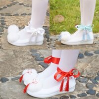 [Order] Sẵn size 35 - Giày phong cách cổ trang gắn bông - tua họa tiết buộc cổ chân cực đẹp có ảnh thật cuối