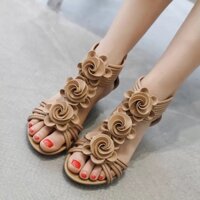 (ORDER) Sandals đế xuồng quai đính hoa hồng 4.5 - 5 cm, hàng cao cấp