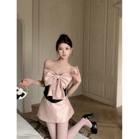 [ORDER] Set áo Croptop đính nơ cúp ngực kèm váy có tách rời🎀 A125