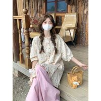 [Order] Set Áo Sơ Mi Chấm Bi Tay Lửng Dáng Dài Và Quần Ống Rộng Kiểu Mori Ngọt Ngào Mùa Hè