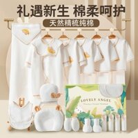 [ORDER] Set đồ sơ sinh set quà tặng đầy tháng HOẠ TIẾT GẤU XINH XẮN có hộp đựng sang trọng cho bé trai bé gái
