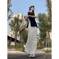 [ORDER] SET VÁY ÁO YẾM BUỘC NƠ CHÂN VÁY DÀI PHONG CÁCH NHẸ NHÀNG VÀ THANH LỊCH. BỘ ĐỒ MÙA HÈ NỮ, ÁO DỆT KIM KHÔNG TAY