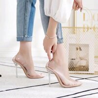 (Order) size 35-40,41,42 Giày cao gót mũi nhọn gót nhọn 12cm trong suốt sang chảnh 2019 FJ